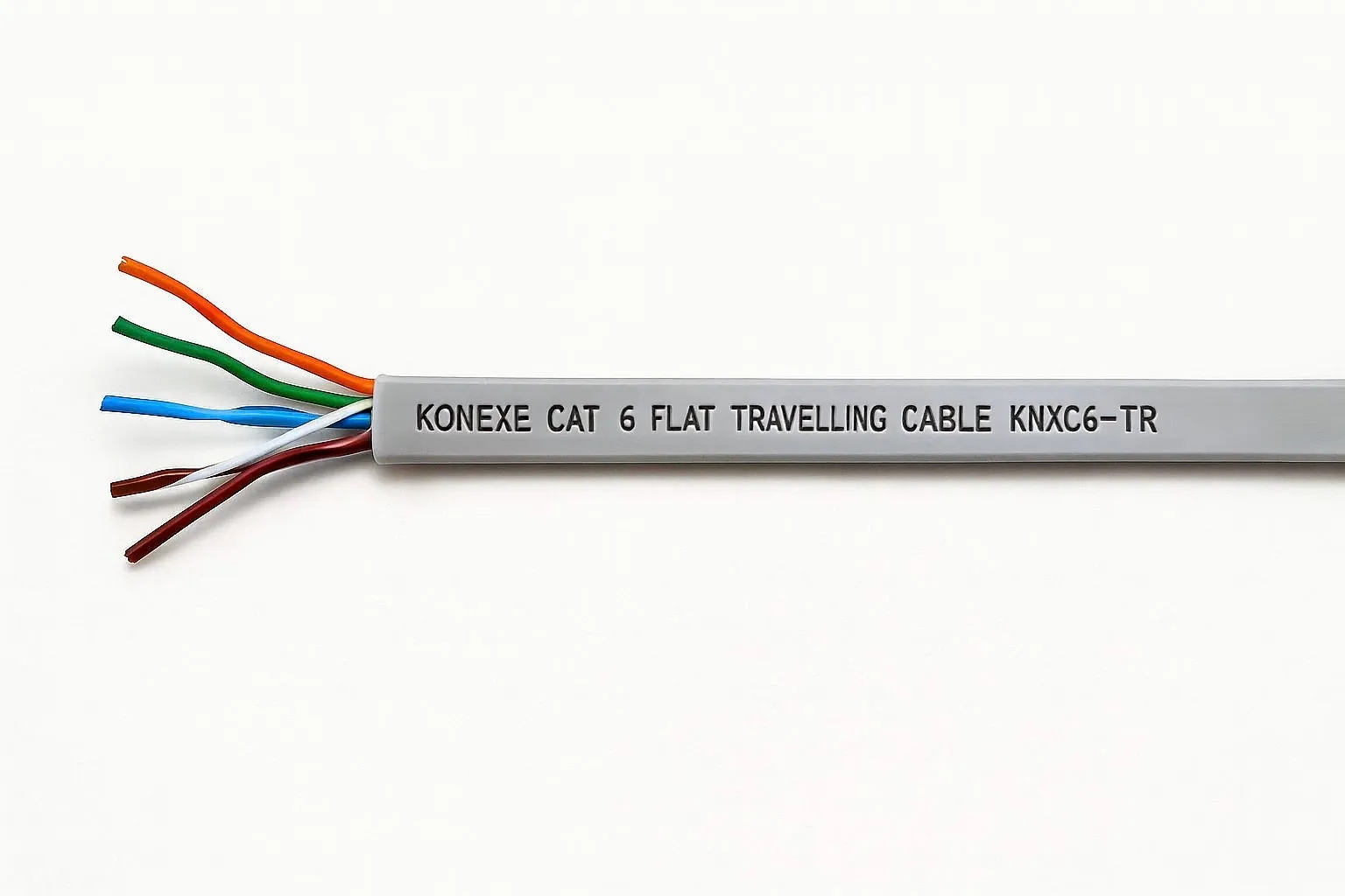 Konexe CAT6 Flat Travelling Cable for elevators and cranes 5.55x12.65mm